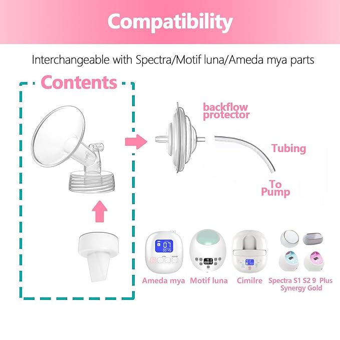 27mm 2 pc Flange Compatible with Spectra S2 Spectra S1 9 Plus Ameda MYA Motif Luna Breastpumps Replacement to Spectra Pump Parts and Spectra Flange. Compatible with Spectra Parts/Accessories