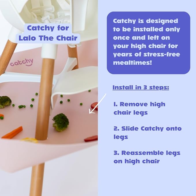 CATCHY -Food Catcher- Compatible with Lalo The Chair High Chair +11 Other High Chairs -Highchair Sold Separately- Baby & Toddler Food & Mess Catcher -Premium Linen Inspired- Under High Chair Accessory