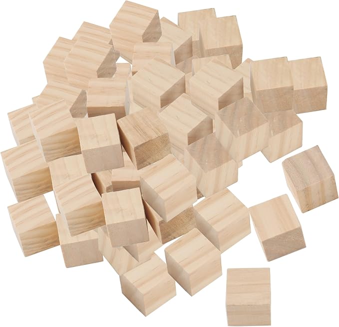 300 PCS 1 Inch Natural Wood Blocks, Unfinished Wood Cubes, Bulk Small Square Wooden Blocks for Crafts and DIY Projects