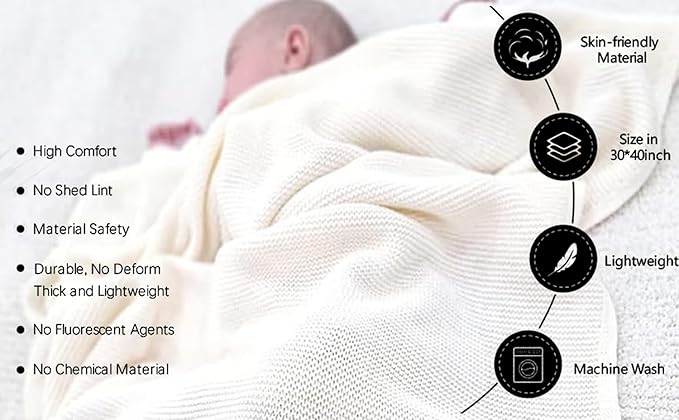 Luxury Custom Embroidered Knit Baby Blanket, Personalized Soft Breathable Cotton Knit Kids Blanket, Newborn Baby Gift, New Mom Gifts, Newborn Babys Girl & Boy Gift 1