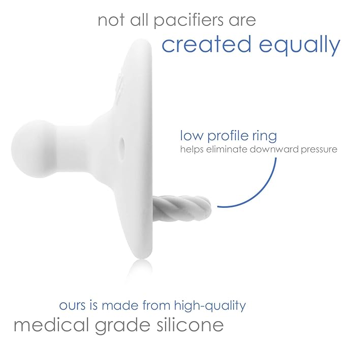 Ali+Oli Pacifier for Baby (2-pk) Set Daisy Flower Scallop (Pink-White) Concaved Shield Newborn Pacifiers, BPA-Free Silicone Baby Pacifier Set, Baby Binkies, Chupones para Bebes