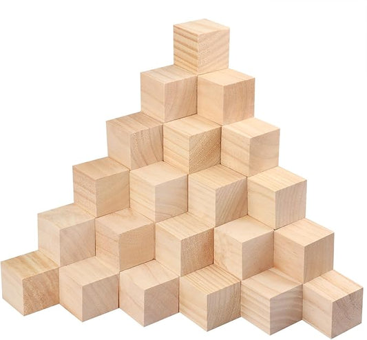 72 Packs Wooden Blocks for Crafts, 1.57 Inch Pine Wood Cubes, 4 x 4 x 4 cm Wooden Cubes for Paint, Stamp, Decorate, DIY Projects and Personalized Gifts,by GNIEMCKIN.
