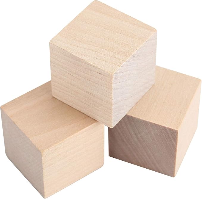 ZOENHOU 100 PCS 1 Inch Wooden Blocks, Premium Natural Solid Wood Cube Unfinished Wooden Block Set for Painting Decorating Crafting DIY Projects