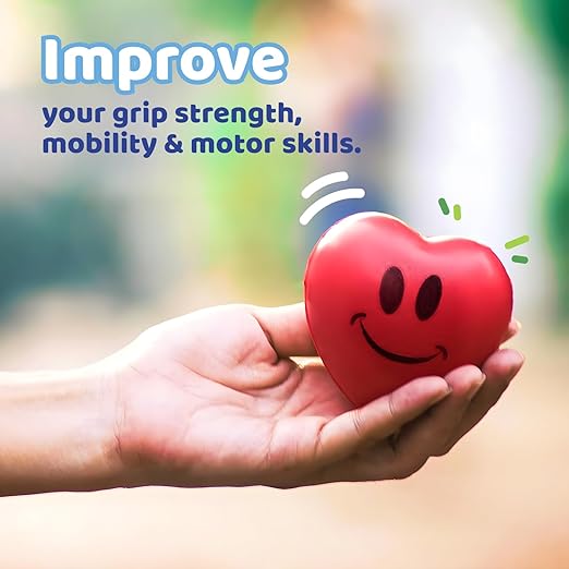 Neliblu Heart Stress Balls - Valentines Day Red Hearts 3" Smile Face Squeeze Hearts Shape Stress Ball - Fun Party Favors for Kids and Adults, 2 Dozen - Heart Shape Mini Foam Balls