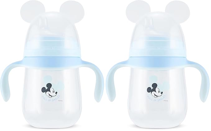 Disney Sippy Cups for Toddlers, Learner Sippy Cups for Kids with Pacifier, BPA-Free Trainer Cup with Handles, Leak-Proof Minnie Mouse and Mickey Mouse Sippy Cups, Perfect Unisex Gift for Children