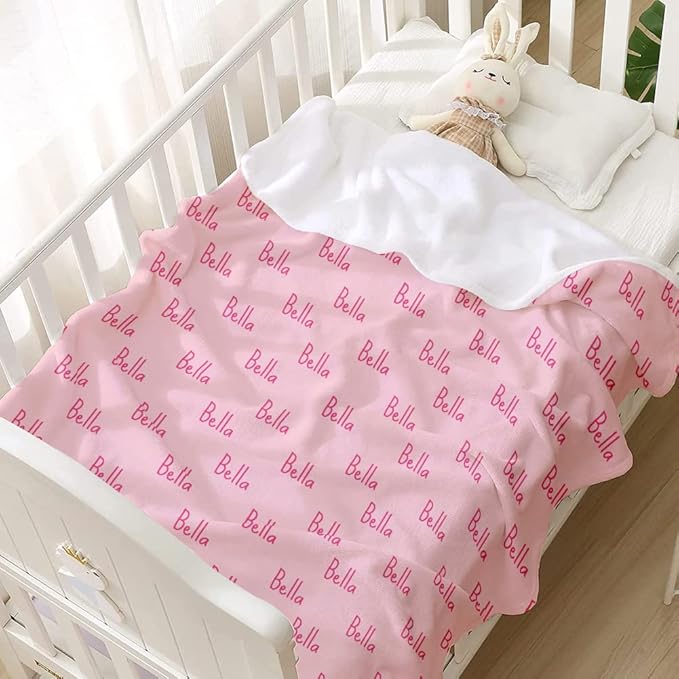Ship Next Day, Personalized Baby Blanket for Boys Girls - Printed in USA, Custom Name Blanket Super Soft Plush Flannel Baby Shower Christmas Easter Birthday Gift for Newborn Toddler Kids