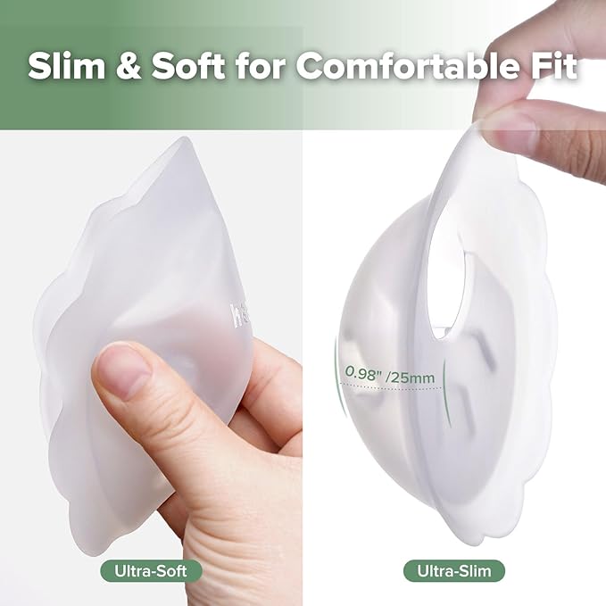 haakaa Petal Soft Silicone Milk Collector丨Discreet Leak-Protection Breast Milk Saver, Reusable Breast Shells Milk Collection Cup for Breastfeeding with Cleaning Brush- 2PCS