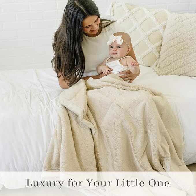 SARANONI Luxury Lush Kids Blanket | Ultra-Soft & Cozy Plush Comfy Blankets for Kids & Teens | Ivory - 40” x 60”