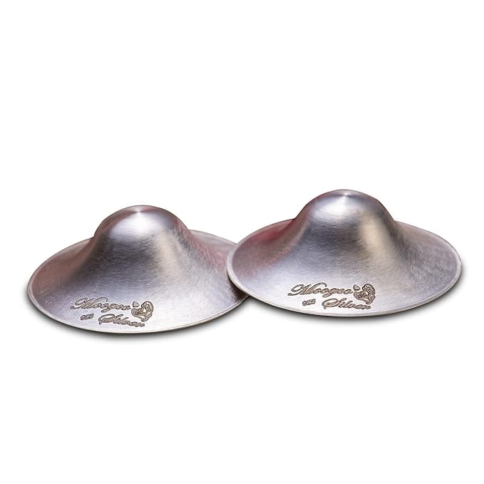 Moogco The Original Silver Nursing Cups - Nipple Shields for Nursing Newborn - Breastfeeding Essentials - Newborn Essentials Must Haves - Nipple Covers Breastfeeding - 925 Silver (X-Large)