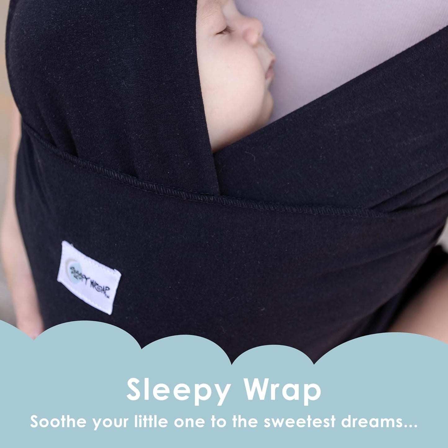 Sleepy Wrap Stretchy Ergonomic Baby Carrier Sling for Newborns to Toddlers - Hands-Free Lightweight Baby Wrap 7-35 lbs (Sable Black)