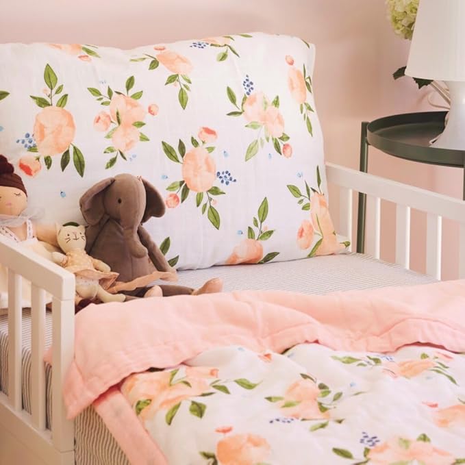 Little Unicorn Lofty Comforter Blanket | Super Soft & Breathable Muslin Fabric| Great for Play & Bedtime Blanket (Watercolor Roses Grande)