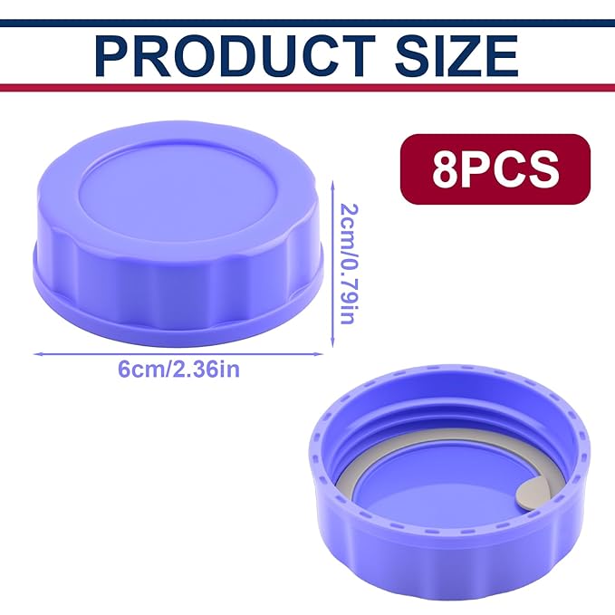 8 Pcs Baby Bottle Caps Compatible with Pigeon & Lansinoh Bottles Travel & Storage Lids Replacement Built-in Silicone Seal Leak-Proof (Purple)