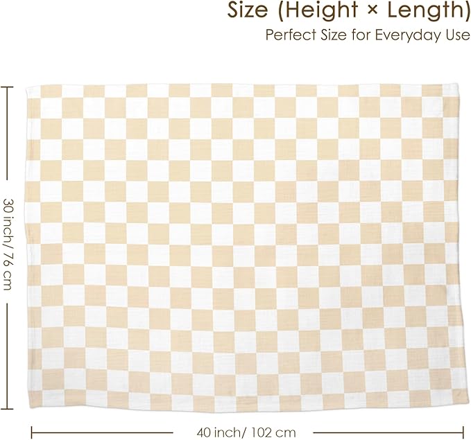 Checkered Baby Blankets for Boys Girls, Soft Nursery Minky Blankets with Muslin and Dotted Fleece Back 30x40 inches, Receiving Bed Quilt for Newborn, Infants, Toddlers