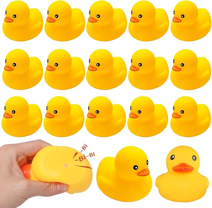 Yellow Rubber Ducks Bath Toys 20Pack, Bathtub Floating Squeaky Duck Bulk Baby Preschool Bath Toy for Baby Shower Infants Kids Toddler Birthday Party Decoration Gift (Large)