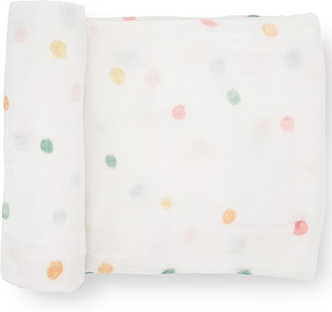 Little Unicorn Premium Cotton Swaddle Baby Blanket | Breathable Fabric | for swaddling, Play, Nursing & More (Party Dots)