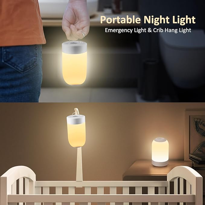 Bedside Touch Night Light, Baby Nursery Nightlight for Kids Adults, Egg Light with Timer, Dimmable Small Cordless Table Lamp for Nightstand/Bedroom/Children's Room, USB Rechargeable, White/Warm/Amber
