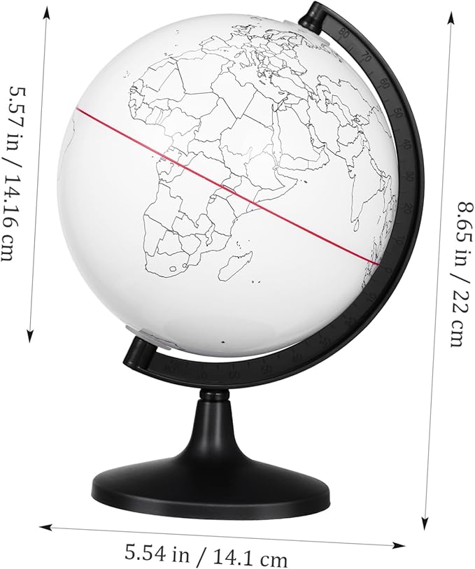White Globes with Stand, Diy Color Your Own World Globe Blank Earth World Map Unfinished Erasable Painting Model Learning Interactive Geography