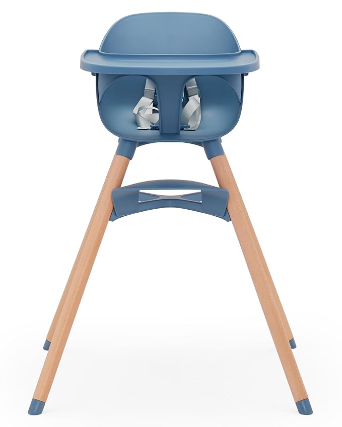 Lalo The Chair Convertible 3-in-1 High Chair for Babies & Toddlers, Dishwasher Safe Tray, Adjustable Footrest, Blueberry