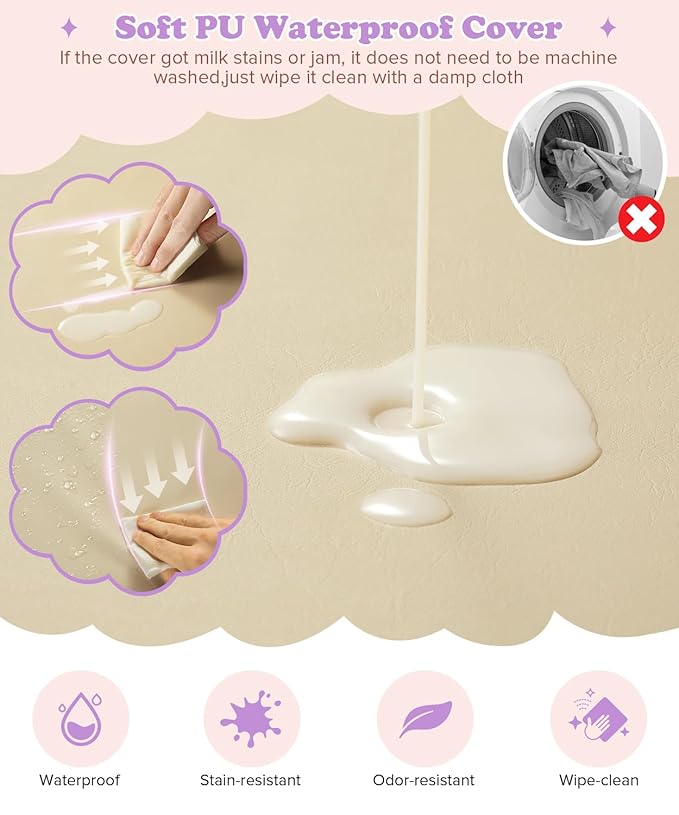 59x59Inch Baby Play Mat Foldable | Waterproof Playmat Infant | Soft Padded Foam Floor Mat for Kids Playroom | Non-Slip Crawling Removable Cover Washable Crawling Playmat Child