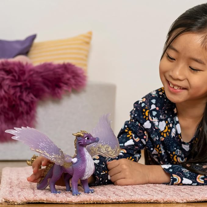 Schleich Bayala - 7" Nightsky Dragon Figurine Toy with Moveable Wings - Cute Fantasy Fairy Animal Figure for Girls and Boys - Purple Wyvern Mythical Creature for Imaginative Play - Kids Age 5+ | 70762