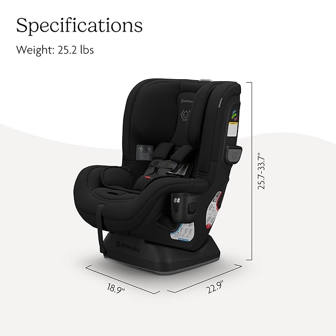 UPPAbaby Rove Convertible Car Seat - 2-in-1 Rear + Forward Facing - Quick + Secure 3-Step Install - Intuitive Safety Technology + Comfort Features - Cup Holder Included - Jake (Black Mélange)