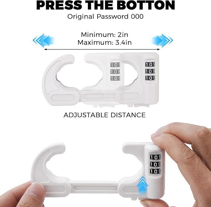 4 Pack Cabinet Locks with Combination Baby Proof Cabinet Door Lock Multifunctional Adjustable Child Safety Lock Knobs Door Lock for Home Refrigerator Doors Cabinet Knobs Double-Door Cabinet (White)