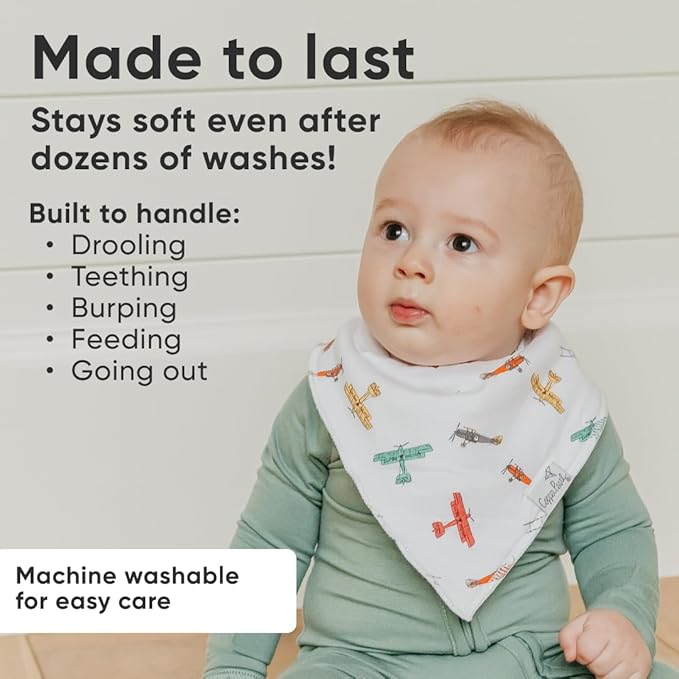 Copper Pearl 4 Pack Soft Cotton Baby Bibs for Drooling and Teething, Absorbent Drool Bibs for Baby Girl and Boy, Adjustable to Fit Newborns to Toddlers, Tons of Styles (Ace)