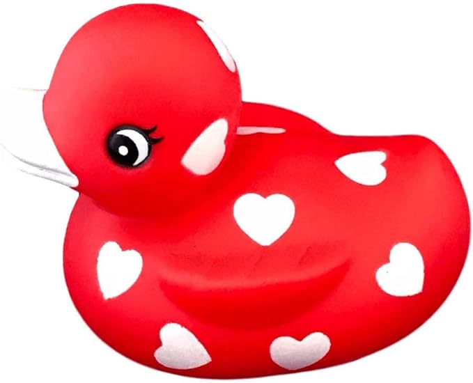 3" Valentines Sweetheart Rubber Duck [Squeaky, with Hole] - Baby Safe Bathtub Bathing Toy