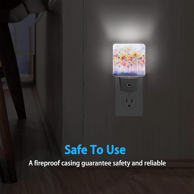 Night Light,Abstract Watercolor Floral Night Lights Plug into Wall Dusk to Dawn Sensor Led Lamp for Women Men,Led Lights for Stairway/Hallway/Bedroom,0.5W