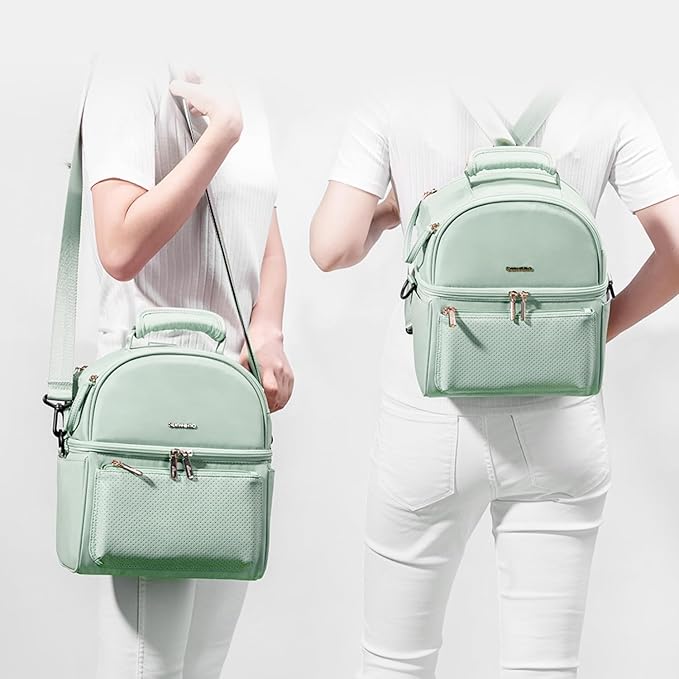 Sunveno Breastmilk Cooler Bag with 2 Ice Packs & Detachable EPP Insulation Box, 15-Hour Cold Retention Foil-Lined Leak-Proof Tote Fits 3 Baby Bottles for On-The-Go Pumping Moms, Daycare & Travel