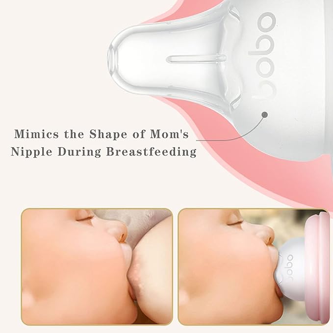 YOHKOH Natural Glass Baby Bottle with Natural Response Nipple, Newborn Anti-Colic Baby Bottles, Wide Neck Mushroom Cap Baby Bottle, Clear (3.4oz (Pack of 2), Blue)