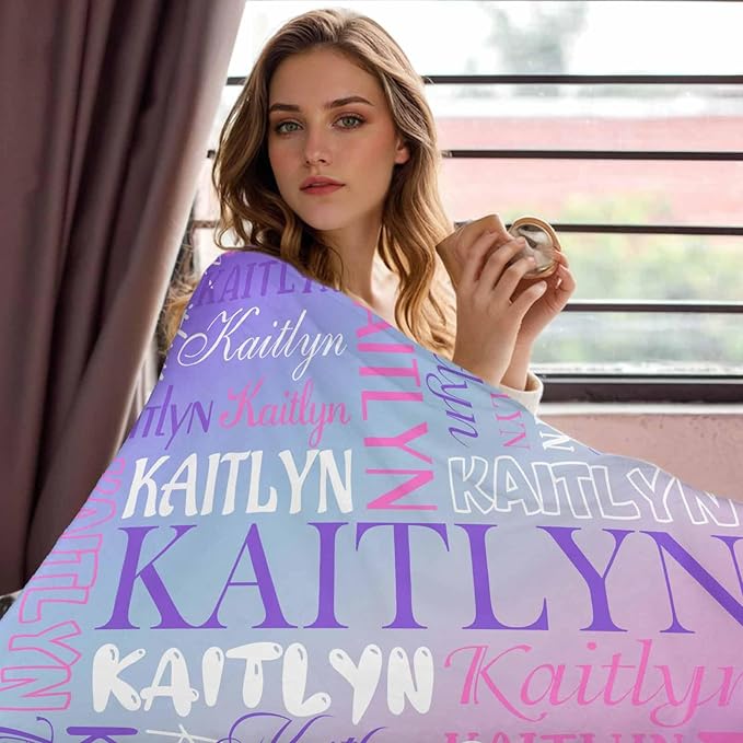 Personalized Baby Blankets with Name for Girls Boys, Customized Name Blankets for Kids Teens Newborn, Super Soft Plush Fleece, Custom Baby Blanket for Daughter Son Granddaughter Grandson