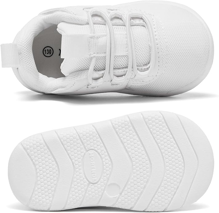 MORENDL Toddler Slip On Sneakers Baby Walking Shoes Non-Slip Breathable Unisex Pink Mesh Lace-Up Athletic Sneakers Infant Running Shoes