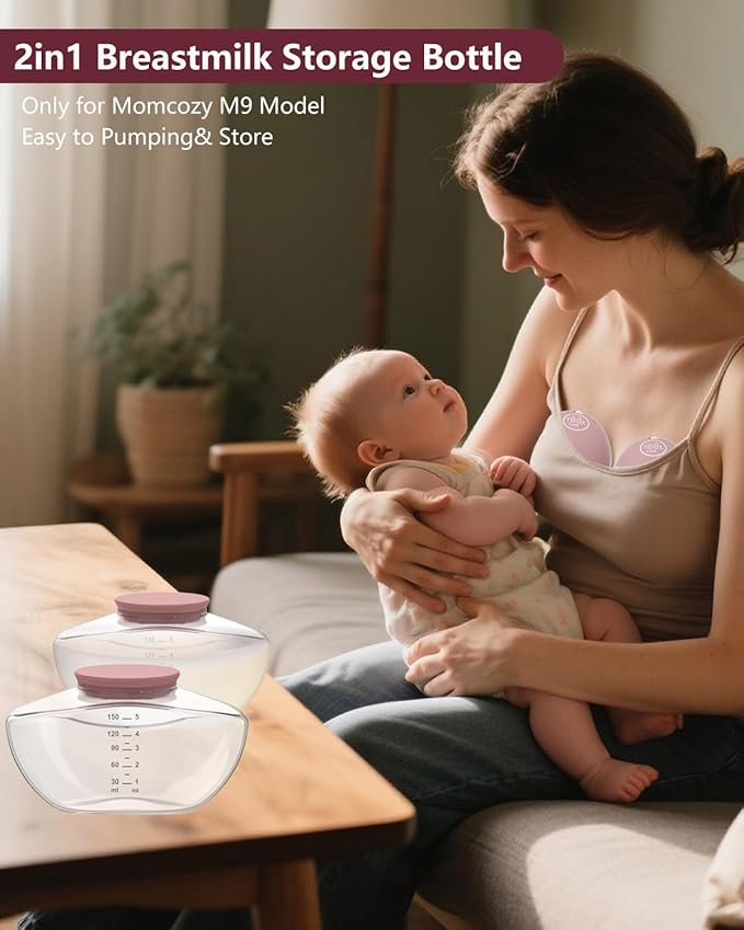 2pcs Breastmilk Container Compatible with Upgraded Mobile Flow | Upgraded M9, M9 Breast Milk Storage Bottle with Silicone Lip, BPA Free, Leak-Proof, Not Original Parts, 2packs Red Collector