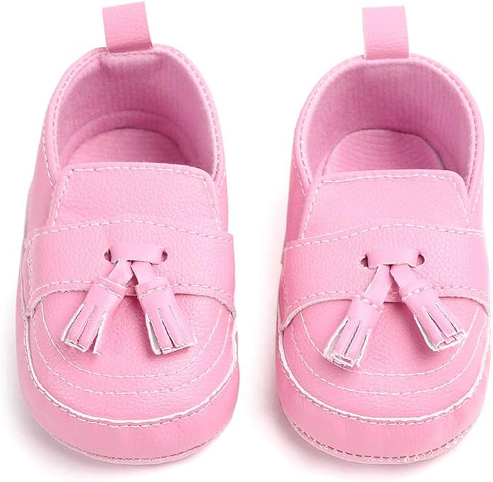LONSOEN Baby Girls Boys Loafers Prewalker Dress Crib Shoes