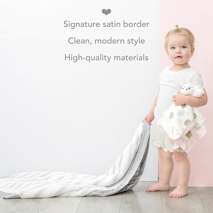 Little Giraffe Luxe Baby Blanket – 29x35” Satin Trim, Strand Silver | Ultra-Soft, Hypoallergenic Stroller & Nursery Blanket | Perfect for Newborns & Toddlers