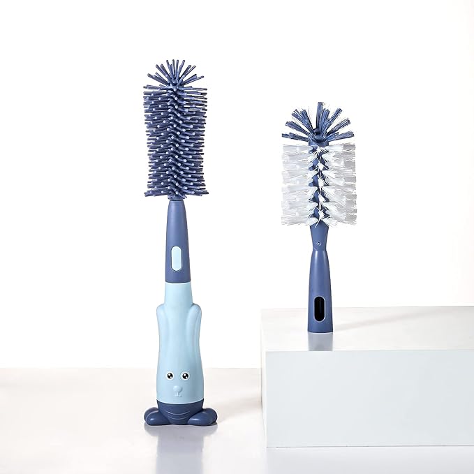 Chemimoso Multifunctional Cleaning Brush, Baby Bottle Brush, Bottle Brush Cleaner Set, Dark Blue, Silicone and Nylon Brush