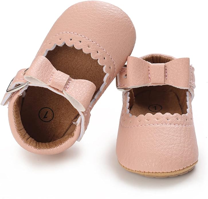 COSANKIM Baby Girls Mary Jane Flats Shoes Anti-Slip Rubber Sole Infant Toddler Princess Wedding Dress Shoes