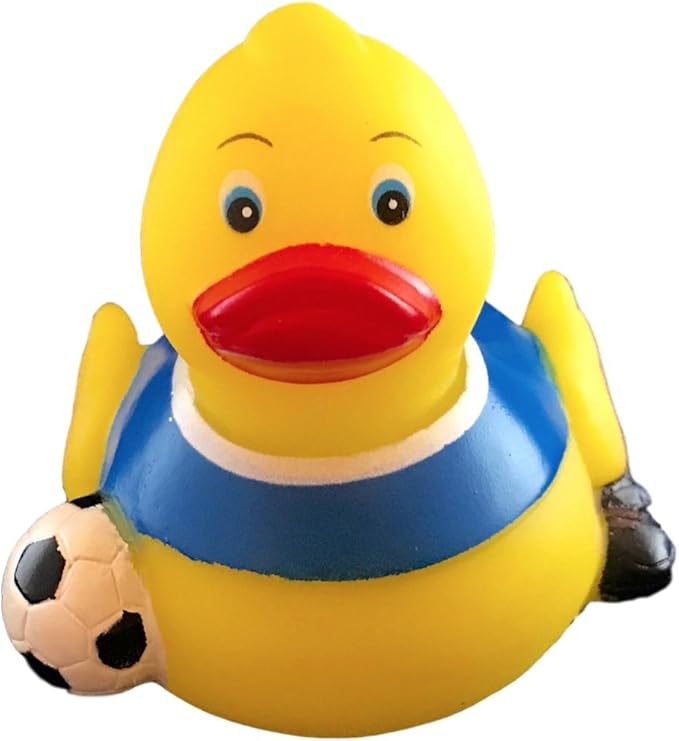 3" Soccer Rubber Duck [Sealed Hole, No Mildew] - Baby Safe Bathtub Bathing Toy