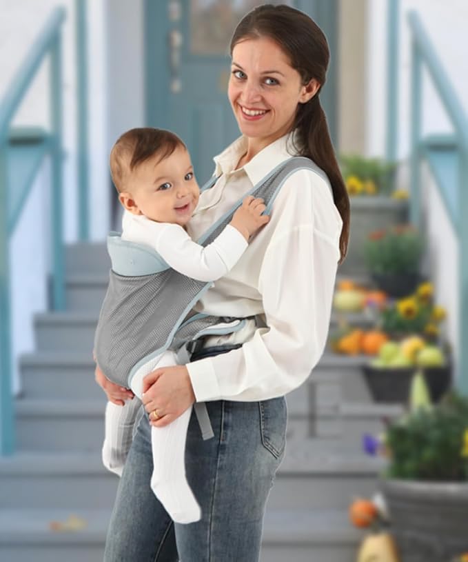 Baby Carrier Newborn Wrap,Ergonomic Infant Soft Carriers for Toddler 7-45 lbs,Adjust Back Strap/Waist Belt,4-in-1 Babe Carrier Front&Back,for Hiking Travel or Everyday Family Events-solid color (Blue)