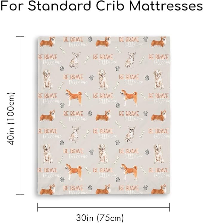 Baby Blanket for Boys and Girls - Soft Nursery Minky Blankets for Newborn, Printed Bed Blanket with Double Layer Dotted Backing for Baby Crib Stroller, 30 x 40 Inch, Cute Puppy
