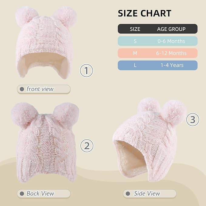 Zsedrut Winter Baby Boy Hats Pompom Baby Beanie for Girls Fleece Newborn Infant Toddler Beanie