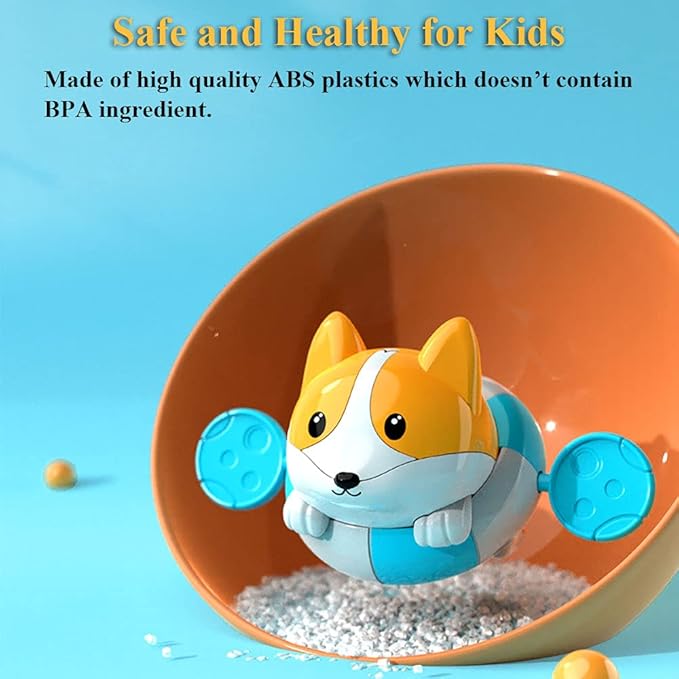 Bath Toy Pull String Corgi Bathtub Toy Windup Swimming Corgi Rowing Puppy Floating Water Toy for Boys and Girls (Orange)