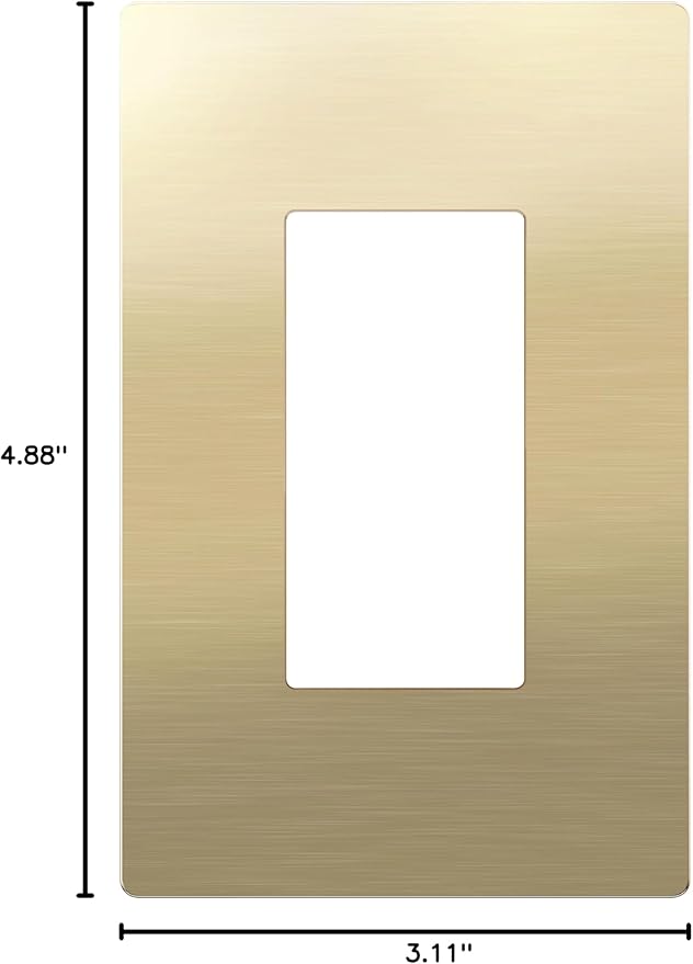 LIDER Screwless Metal-Surface Wall Plate, Decorator Switch Cover, Temperature and Impact Resistant, 201 Stainless Steel, Modern Decoration Upgrade, Mid-Size 1-Gang 4.88" x 3.11", Brushed Brass