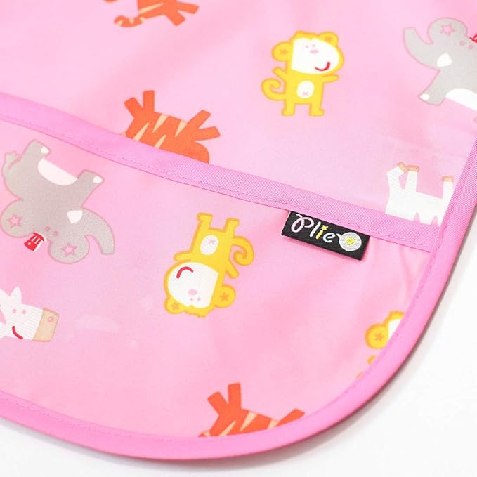 Short Sleeve Waterproof Bib for Toddlers – Feeding Apron for Mealtime, Daycare, Self-Feeding & Messy Play, Baby Bib