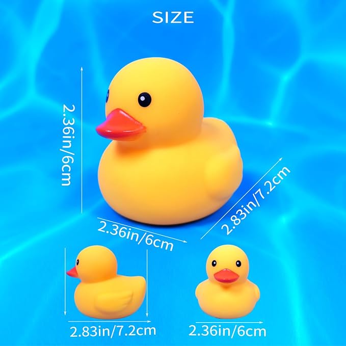 3 Inch 10 Pcs Kalafona Rubber Bathtub Duck/Duckie Waterproof No 'Bebe' No Hole Funny Bath Swimming Pool Toy Without Hole for Kids Birthday Party Favor Home Decor