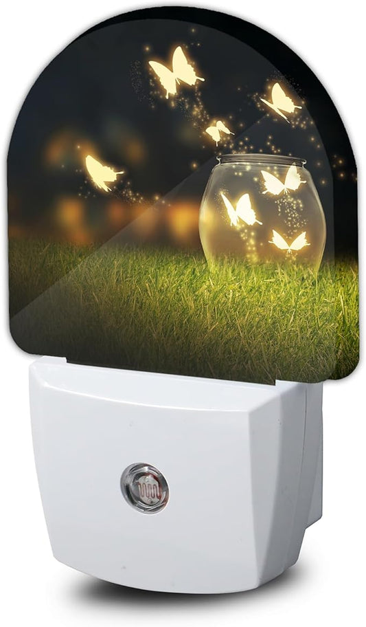 Night Fantasy Butterfly Night Light,Night Lights Plug into Wall with Dusk to Dawn Sensor,Lamp for Bedroom Bathroom Hallway Nightlight for Women Girls