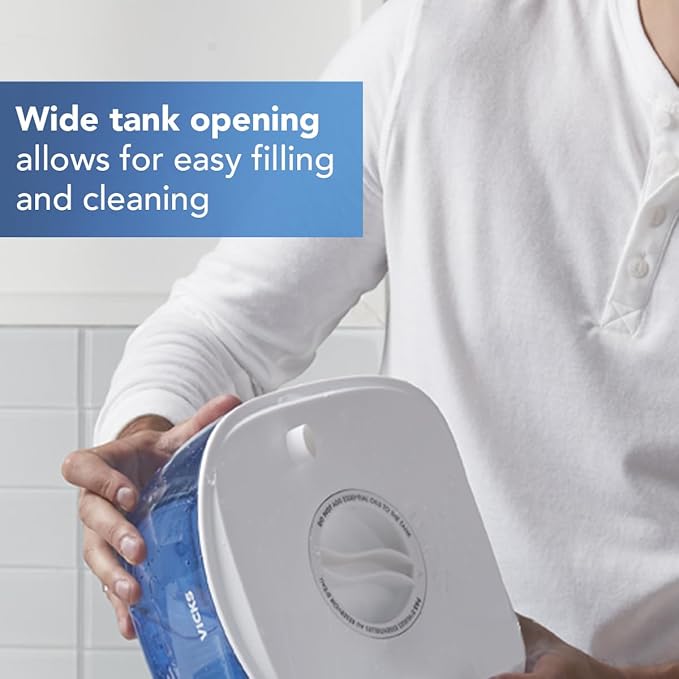 Vicks Cool Mist Humidifier with UV light. Evaporative Humidifier auto-adjusts to room humidity without over humidification. For Kids Bedrooms, Baby Rooms, and More. Use with Vicks VapoPads.