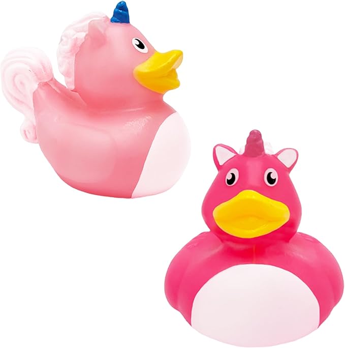 Unicorn Rubber Duck Toy Duckies for Kids, Bath Birthday Baby Showers Summer Beach and Pool Activity, 2" (24-Pack)