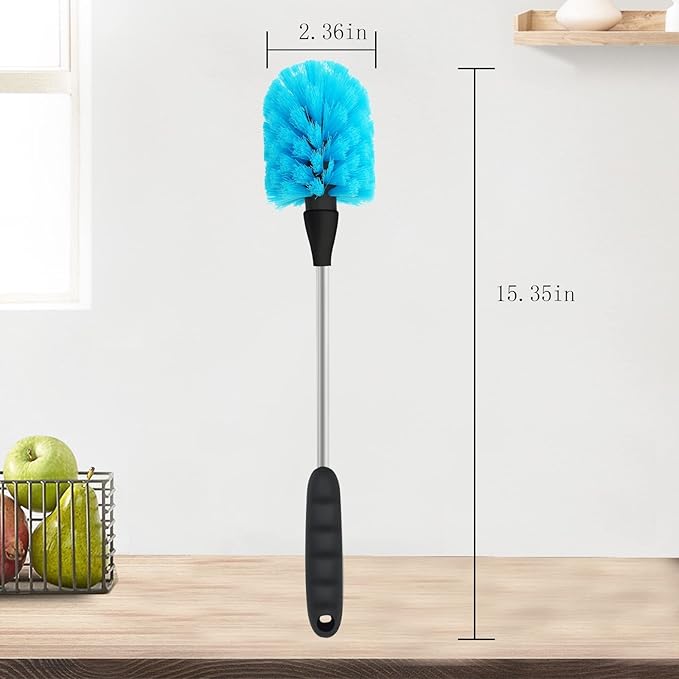 Bottle Brush, Bendable Long Handle Cleaner Brushes for Cleaning Neck Bottles, Baby Bottles, Water Bottles, Tumblers, Flask, Bird Feeder, Vase and Home Kitchen Sink Cleaning Brush (Blue and Black)